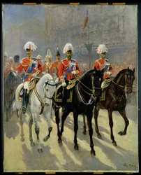 Jorge V (1865-1936) en procesión, 1910